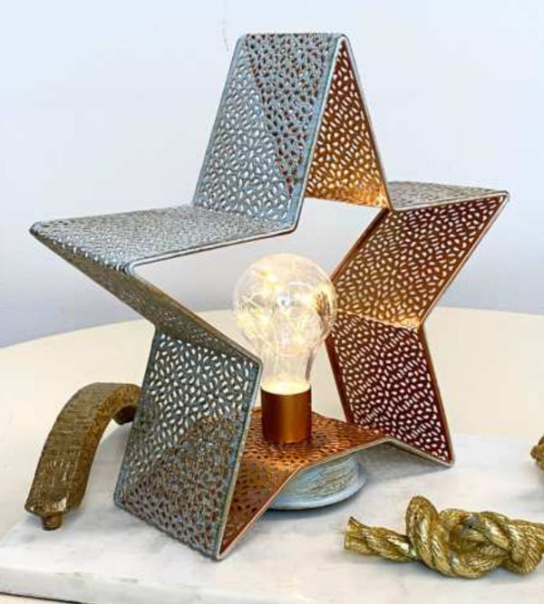 Lámpara estrella luz led dorado o plateado