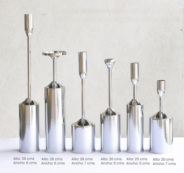 SET X 6 Candelabros plateados