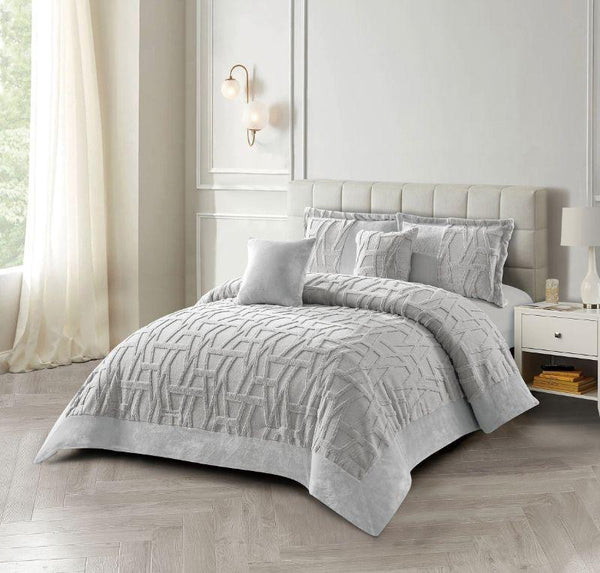 Set Edredón Felpa Aterciopelado gris