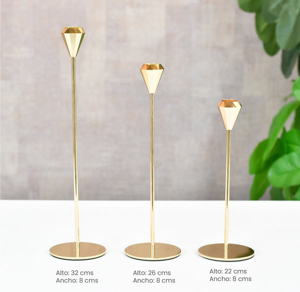 SET X 3 Candelabros basic dorados o plateados