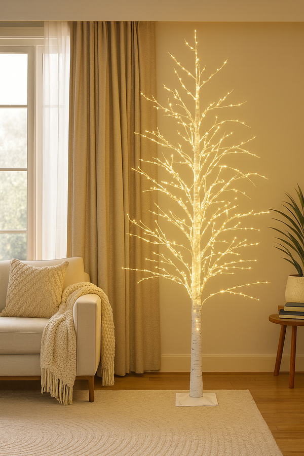 Árbol chamizo de Navidad escandinavo blanco