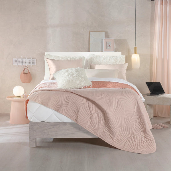 Quilt textura rosa coral doble faz