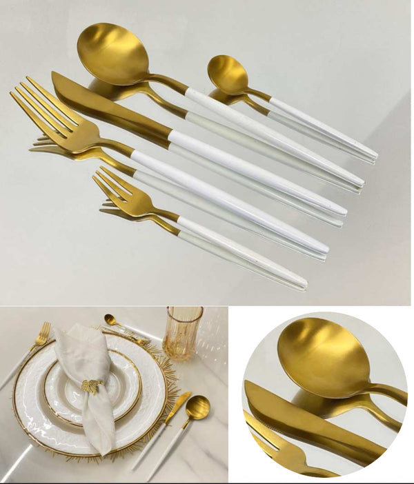 Set cubiertos dorado con negro o blanco