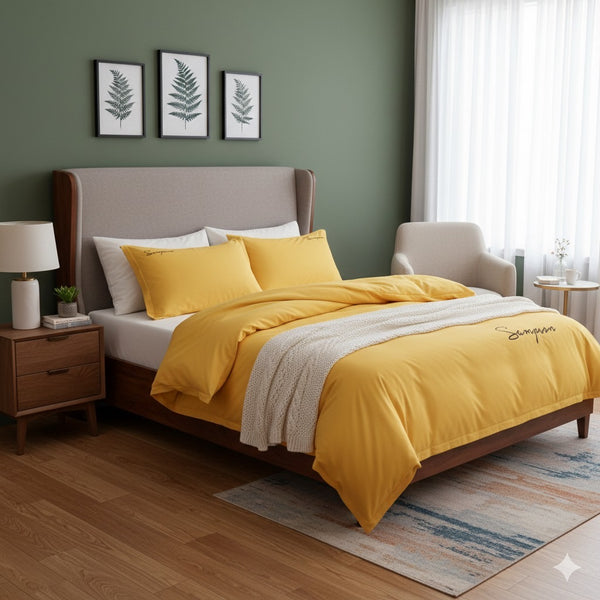 Duvet Cover bordado sampson + fundas + sabana plana importado (diferentes colores)