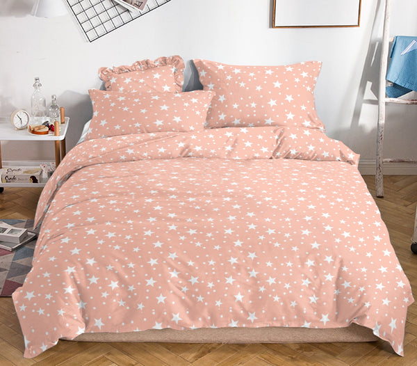 Juego de sabanas print estrellas rosadas