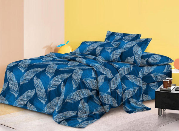 Juego de sabanas hojas azul