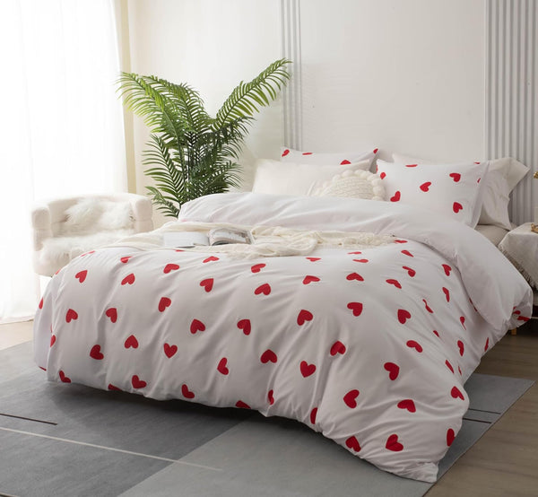 Duvet cover corazones rojos + fundas de almohada