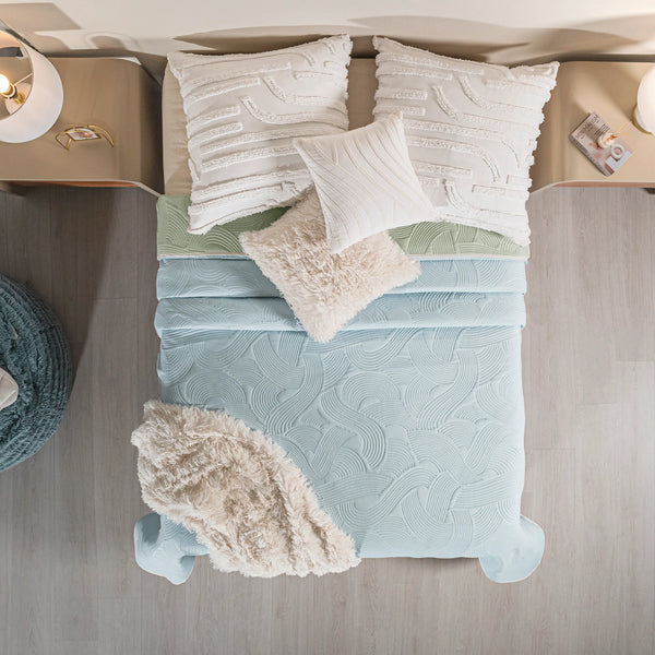 Quilt textura azul verde doble faz