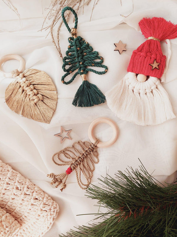 Set servilleteros de mesa navideños Macrame
