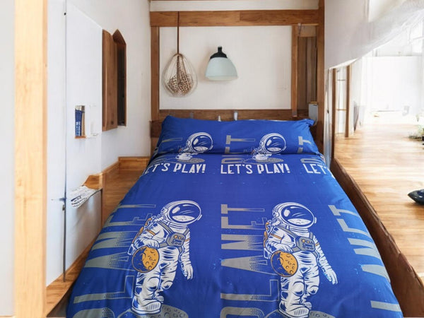 Edredón Print espacial azul o gris