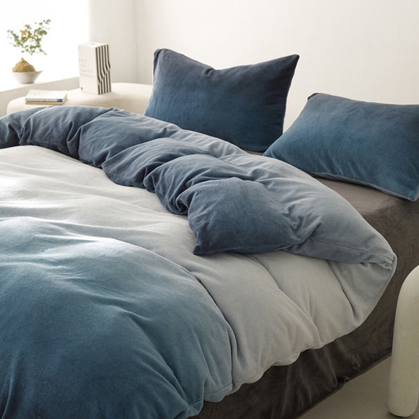 Duvet Cover + fundas + sabana plana importado Piel de durazno degradado (diferentes colores)