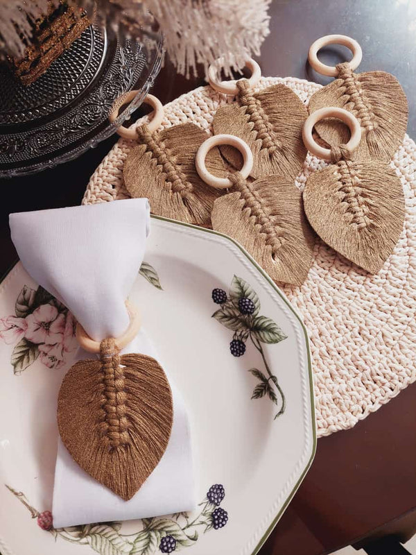 Set x 6 servilleteros de mesa navideños Macrame