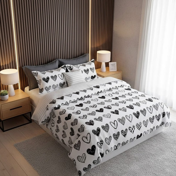 Duvet Cover corazones + fundas + sabana plana importado smile