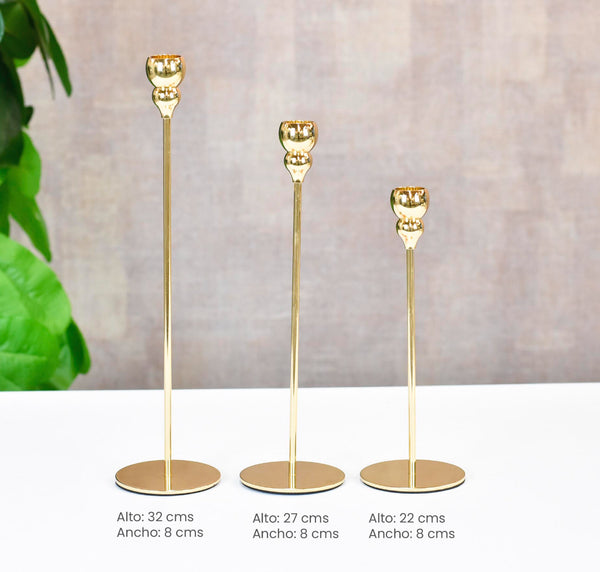 SET X 3 Candelabros form dorados o plateados