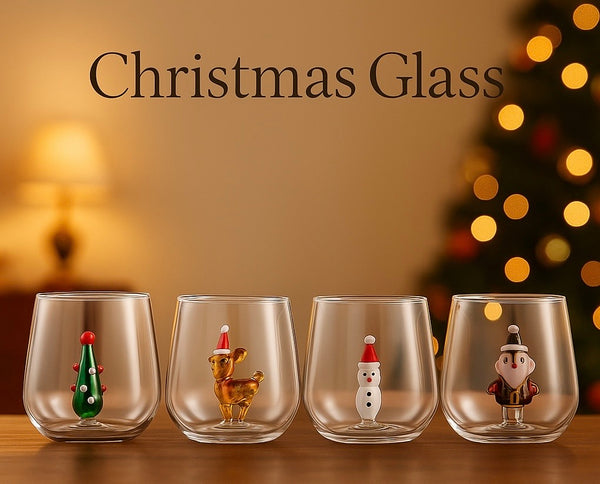 Set vasos vidrio navideños 3D