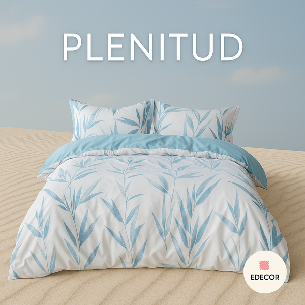 Duvet Cover + fundas doble faz plenitud bambú azul