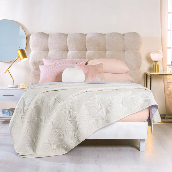 Quilt textura cream blue doble faz