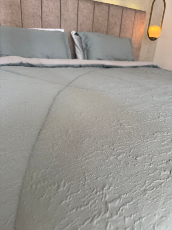 Edredón textura Boho verde