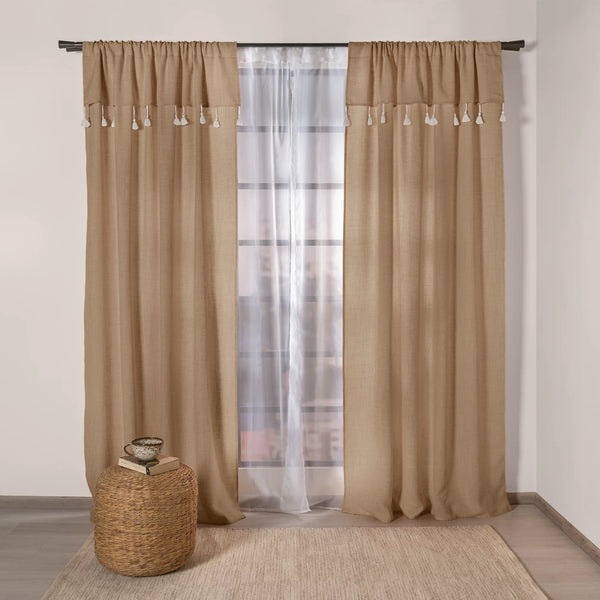 Cortinas Ligeras latte flecos