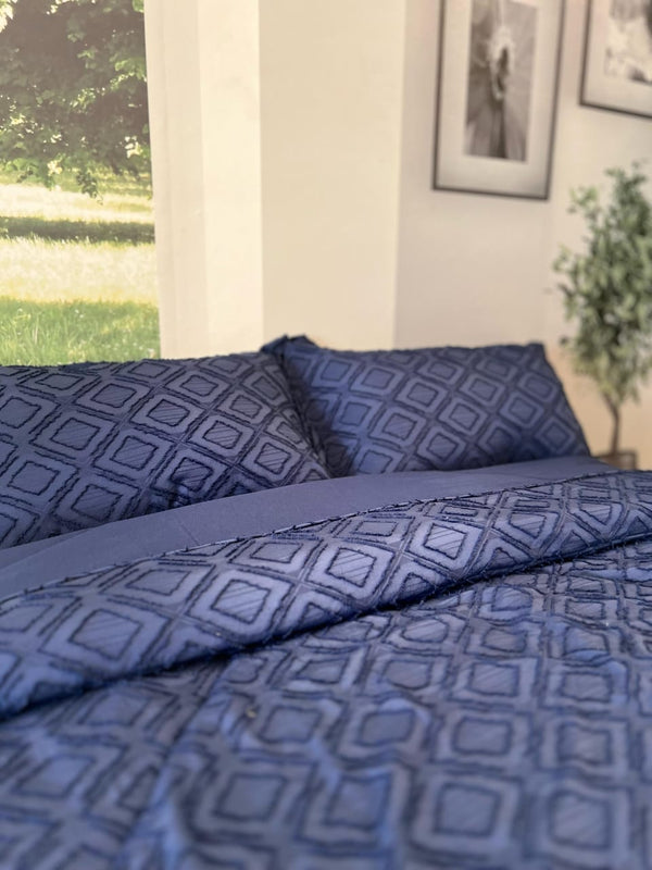 Edredón textura Boho gris o azul