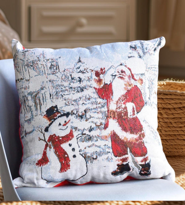 Fundas Cojin Navideño Santa Claus y Muñeco Nieve