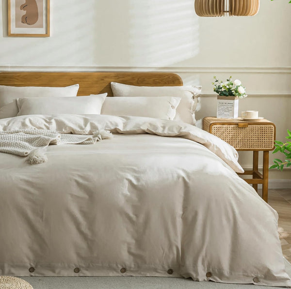 Duvet cover 100% algodon textura Lino + fundas de almohada (En diferentes colores)