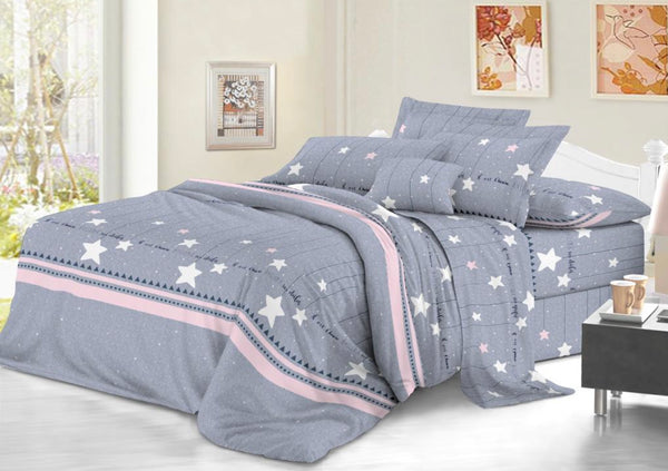 Edredón Print Estrellas Blancas y rosa