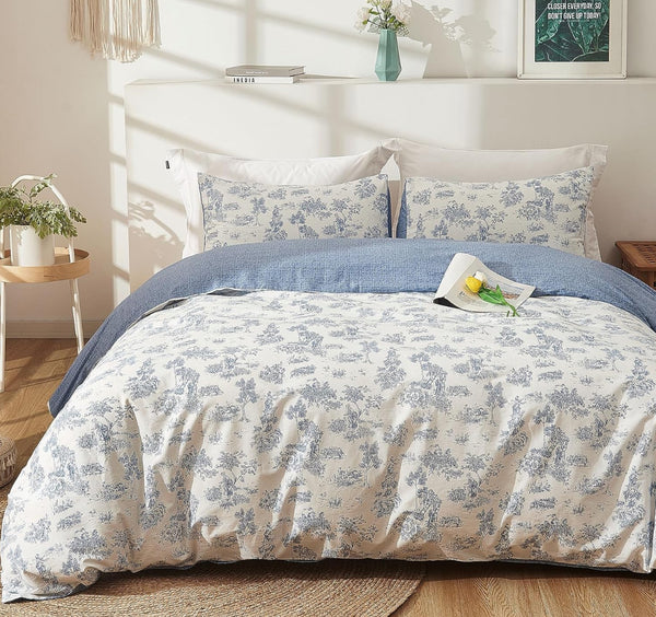 Duvet cover algodón floral blue + fundas de almohada (En diferentes colores)