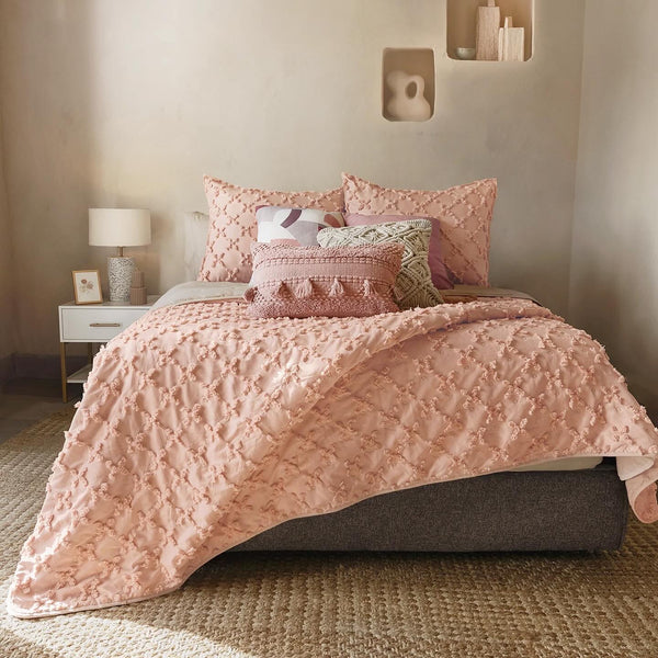 Edredon liviano jacquard Rosa o azul Rosa