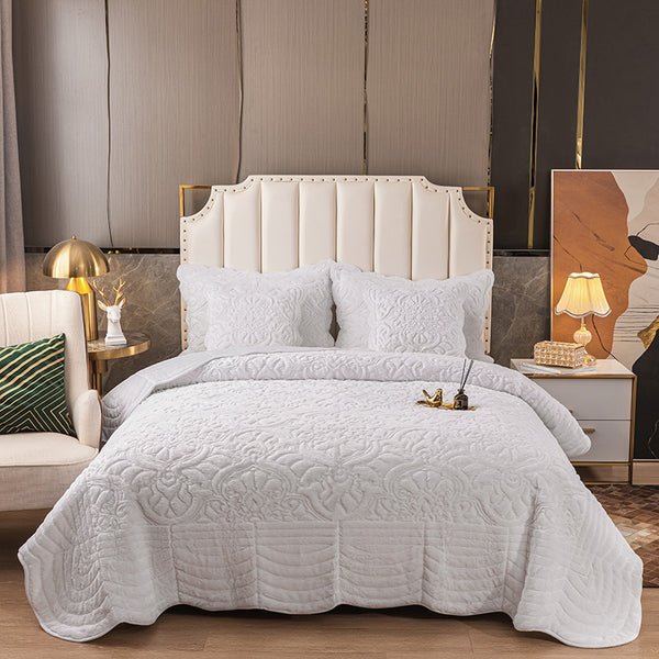 Edredon Terciopelo bordado velvet + fundas (Blanco o Beige)